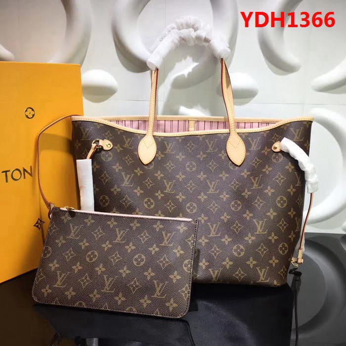 路易威登LV頂級原單M40995 老花配粉色裏 Neverfull 經典手袋 YDH1366