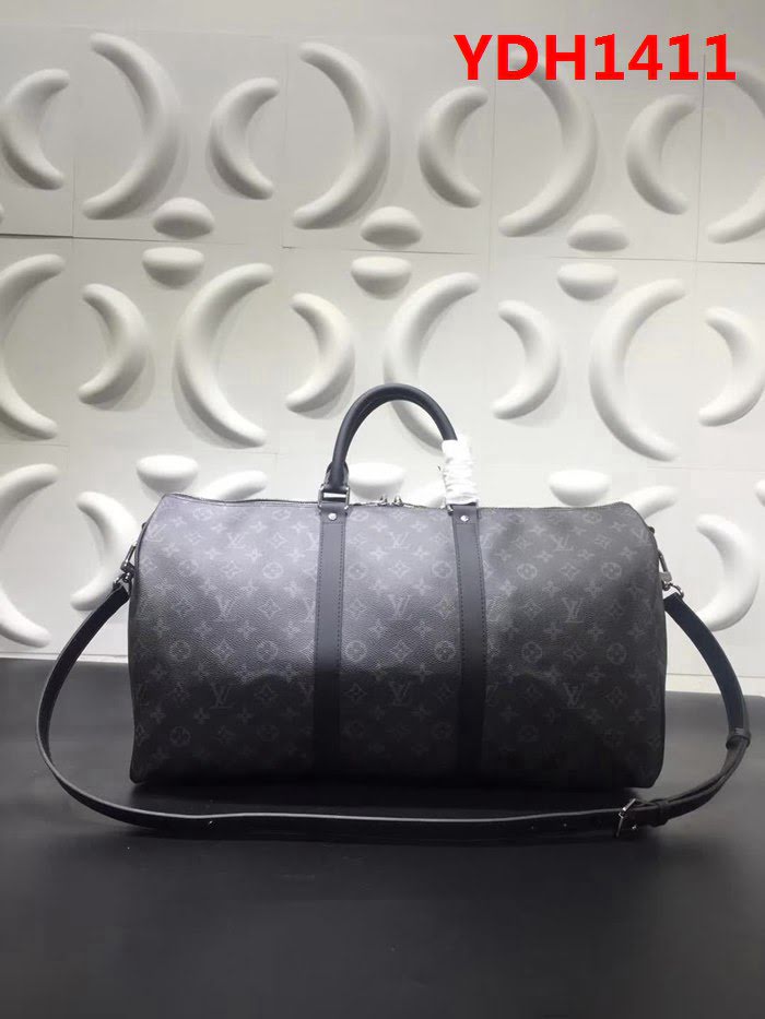 路易威登LV頂級原單KEEPALL 旅行袋 M41418 黑格皮旅行袋枕頭包 YDH1411