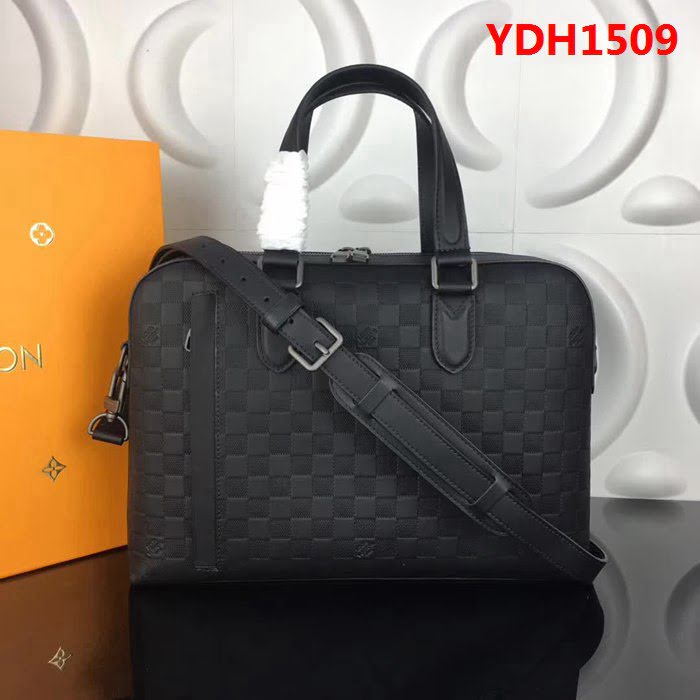 路易威登LV頂級原單N41490 黑壓格 商務休閒雙層扁平內袋公事包 YDH YDH1509
