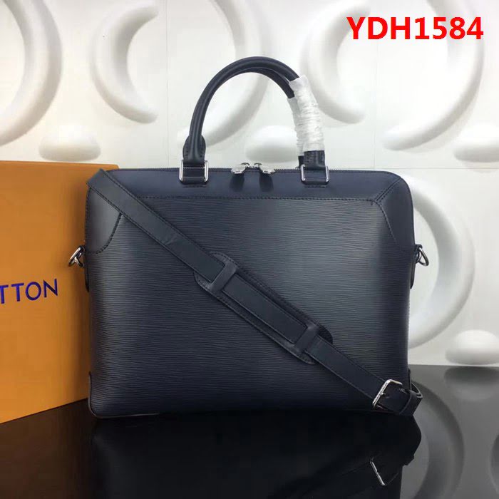 路易威登LV頂級原單M51690午夜藍 Oliver BRIEFCASE 公事包 暗黑色Epi牛皮飾邊 YDH1584