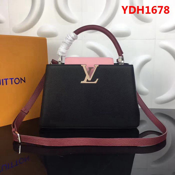 路易威登LV頂級原單 M94517黑配粉 經典Capucines BB手袋 YDH1678
