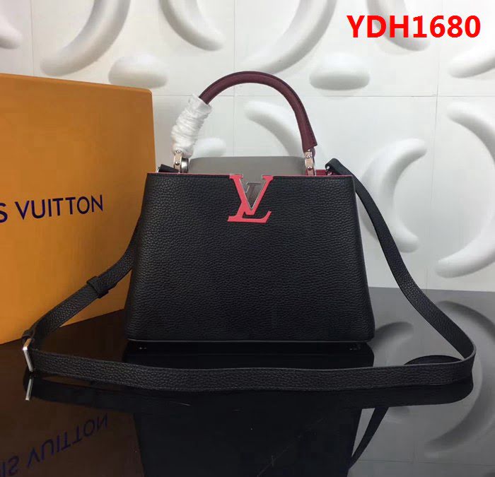 路易威登LV頂級原單M94517黑配粉灰 經典Capucines BB手袋 YDH1680