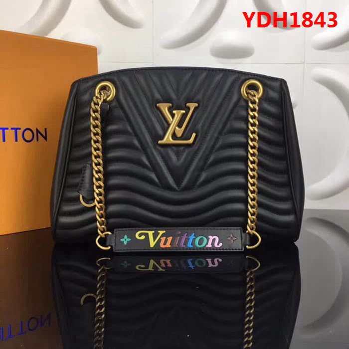 路易威登LV頂級原單New Wave Tote 手袋M51496黑牛皮鏈條包 YDH1843