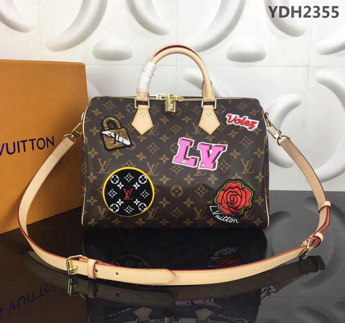 路易威登LV 頂級原單 官網限定款 Speedy 30手袋 都市包袋 可手提斜挎 多款印花與刺繡貼飾 M43989  YDH2355
