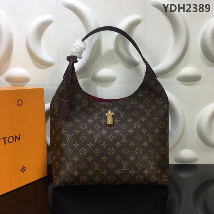 路易威登LV 頂級原單 HOBO FLEUR手袋 Monogram塗層帆布 花卉形掛鎖 時尚休閒 手提肩背包 M43547  YDH2389