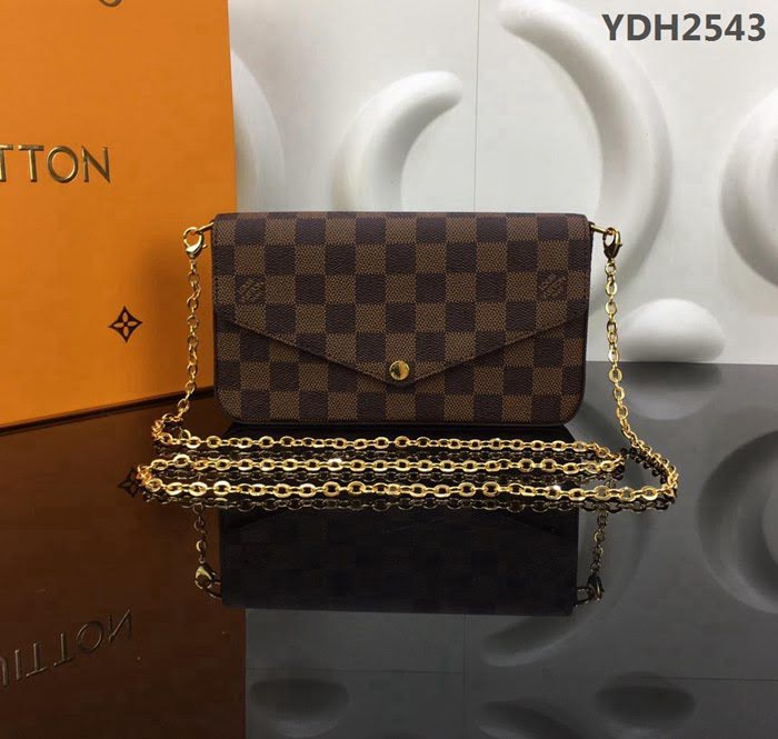 路易威登LV 頂級原單 N63032 Pochette Felicie小型手袋 鏈條斜挎包 肩背袋 手拿包 錢夾  YDH2543