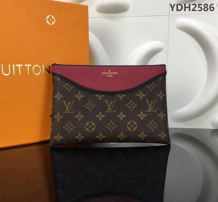 路易威登LV M63936酒紅 頂級原單 Pochette Tuileries手袋 Monogram帆布搭配小牛皮 可作公事包 亦可作手拿包  YDH2586