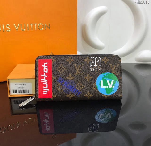 LV錢包 M67824老花 頂級原單 路易威登拉鏈長錢包 Zippy錢夾 LV男錢包  ydh2813