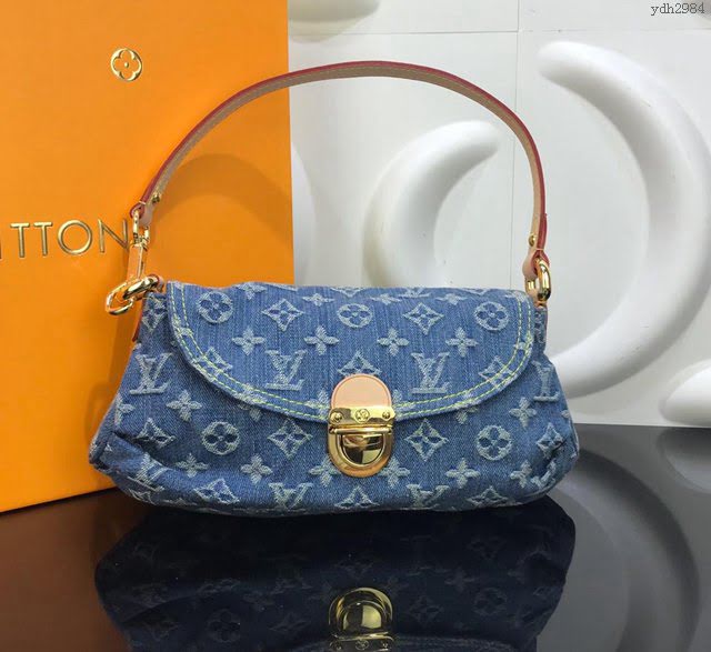 LV女包 M95050 路易威登Vintage中古絕版牛仔斜挎手提包 LV2019新款女包 LV肩背包  ydh2984