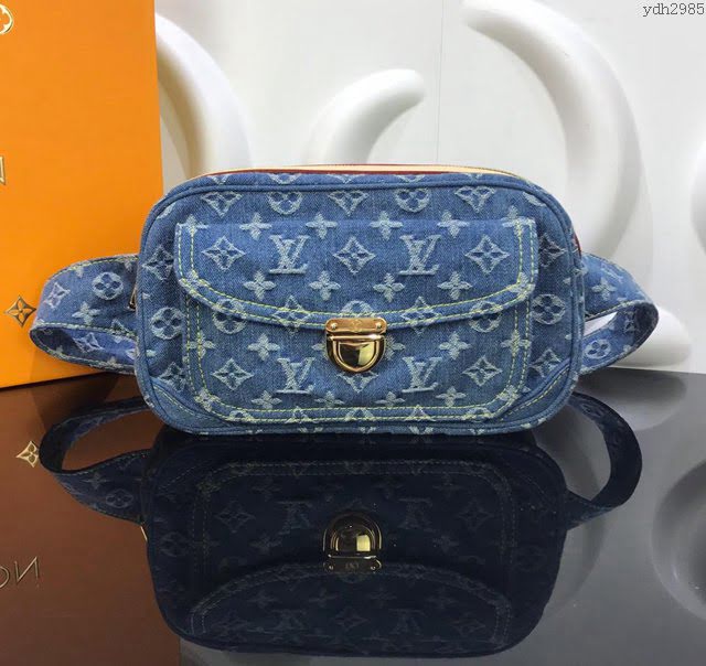LV女包 44466 路易威登Vintage牛仔腰包 LV中古絕版牛仔腰包 2019新款LV女挎包  ydh2985