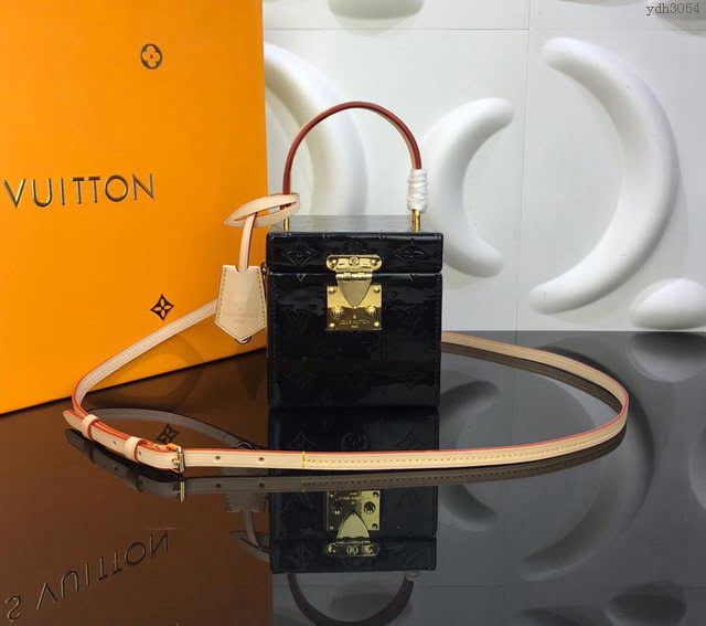 LV女包 M52516 漆面皮革 路易威登Bleecker Box手袋 LV盒子包 LV手拎包 LV斜挎小包  ydh3054