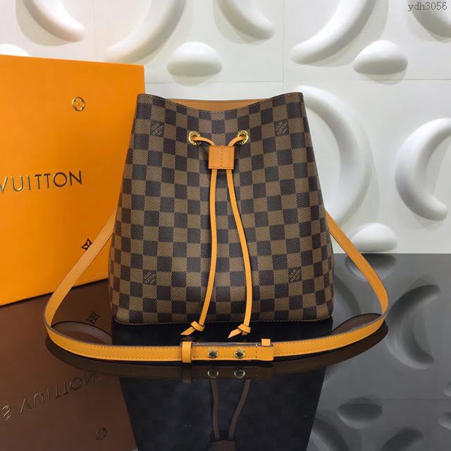LV女包 N40198 2019新顏色 路易威登NéoNoé手袋 LV抽繩水桶包 LV女肩背包 LV棋盤格挎包  ydh3056