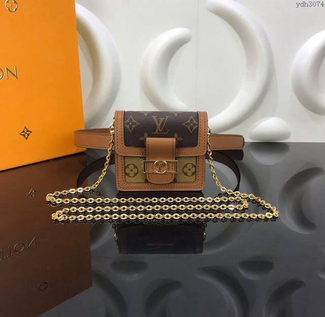 LV女包 M68621 路易威登DauphineBB腰包 LV斜挎鏈條包 LV女腰包  ydh3074