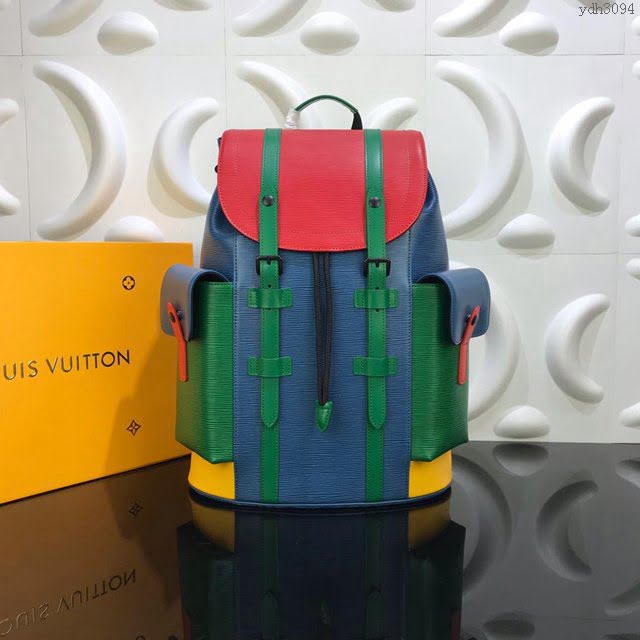 LV雙肩包 M51451 2019年秋冬新品 路易威登Christopher 小號雙肩包 彩色Epi皮革 LV後背包 LV男士背包  ydh3094
