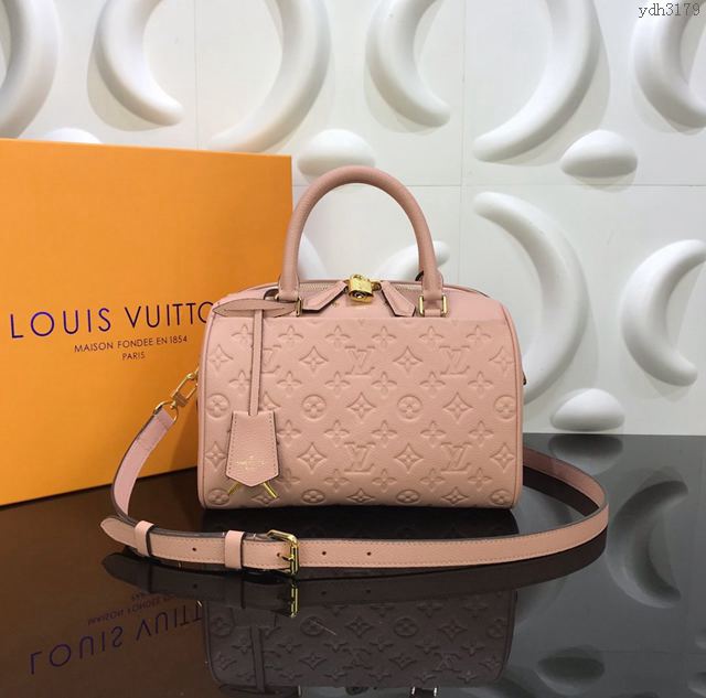 LV包 LV女包 Speedy25手袋 LV牛皮壓花手提包 LV單肩斜挎包  ydh3179