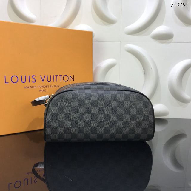 LV包 lv女包 N47527 特大號盥洗包 LV棋盤格收納包 LV化妝包  ydh3406