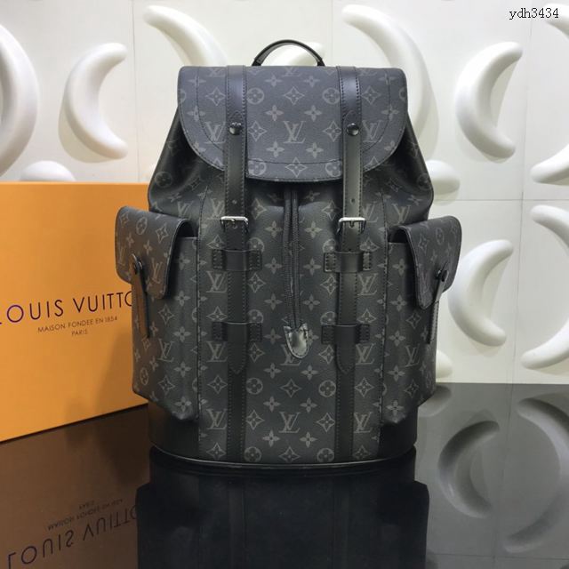 LV包 lv男包 N41379黑花 Christopher小號雙肩包 LV男雙肩背包  ydh3434
