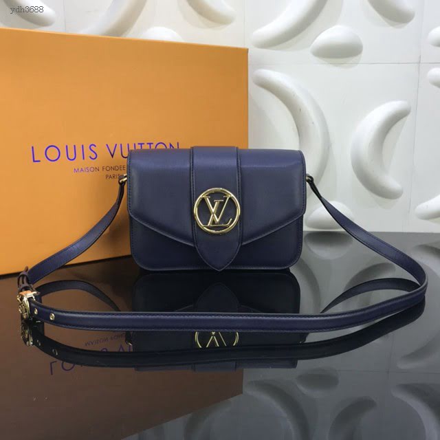 LV包包 LV新款女包 Pont9手袋 LV深藍色牛皮單肩斜挎女包  ydh3688