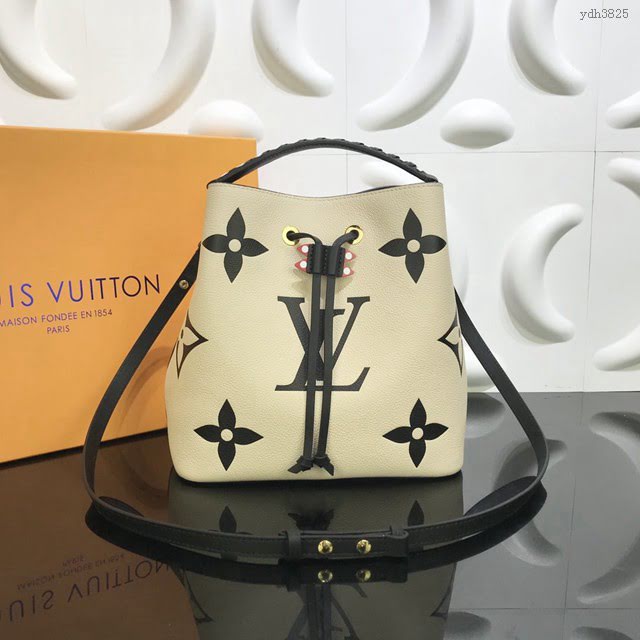 路易威登LV女包 NéoNoé 中號水桶包 頂部編織手柄 超大Monogram印花 lv新款壓紋皮革水桶包  ydh3825