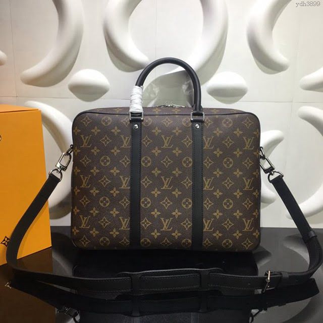 lv新款包包 路易威登Porte-Documents Voyage小號公事包 Damier Graphite格紋帆布 lv時尚商務男士公事包  ydh3899