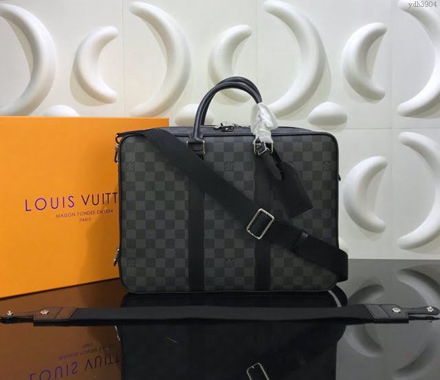 lv新款包包 路易威登Dandy公事包 lv男士公事包 Damier Graphite帆布  ydh3904