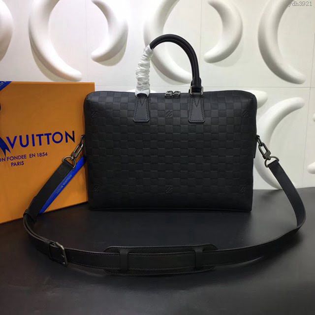 lv新款包包 路易威登Porte-Documents Jour公事包 Damier Infini牛皮 lv手提肩背男士公事包 M41284  ydh3921