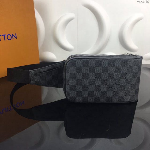 lv新款包包 路易威登GERONIMOS腰包/肩包 男女適用 lv男女斜跨腰包 N51994黑格  ydh3945