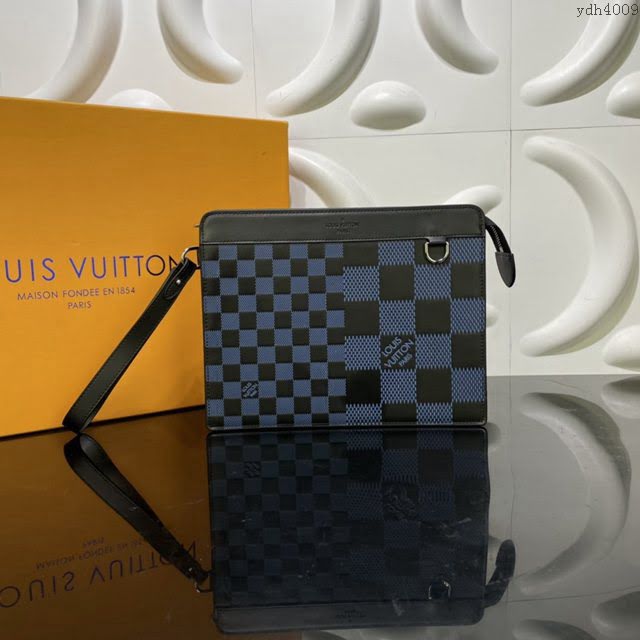 LOUIS VUITTON專櫃新款包包 路易威登Standing手拿包 LV棋盤格牛皮手拿男包  ydh4009