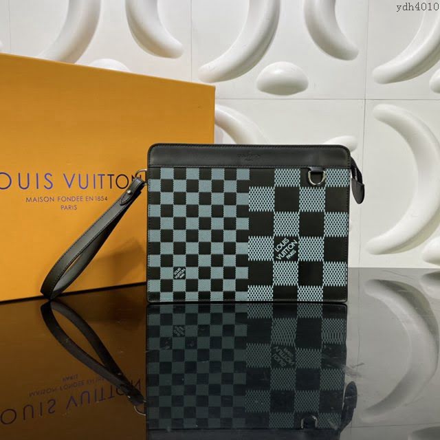 LOUIS VUITTON專櫃新款包包 路易威登Standing手拿包 LV棋盤格牛皮手拿男包  ydh4010