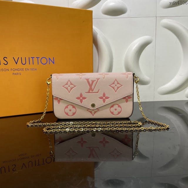 LOUIS VUITTON專櫃新款包包 路易威登Pochette Félicie鏈條包 LV字母漸變翻蓋信封女包  ydh4106