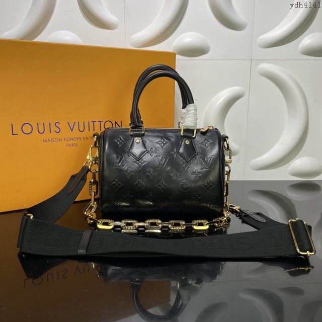 LOUIS VUITTON專櫃新款包包 路易威登Speedy BANDOULIèRE 22手袋 LV帆布肩帶鏈條女包 M58631  ydh4141