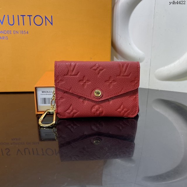 LV專櫃新款錢包 路易威登Monogram Empreinte皮革零錢包 M60633 LV紅色鑰匙包  ydh4422