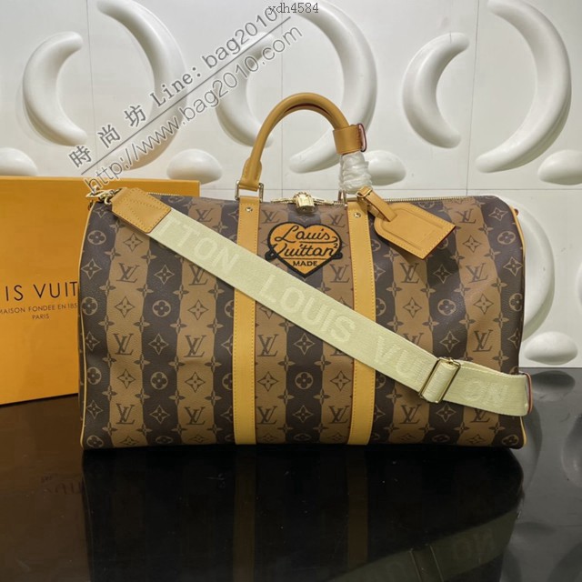 路易威登2022新款手袋 M45967 路易威登胶囊系列经典 Keepall Bandoulière 50旅行袋 LV男士旅行手提包  ydh4584