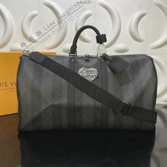 路易威登2022新款手袋 M45966 路易威登胶囊系列经典 Keepall Bandoulière 55旅行袋 LV男士旅行手提包  ydh4585