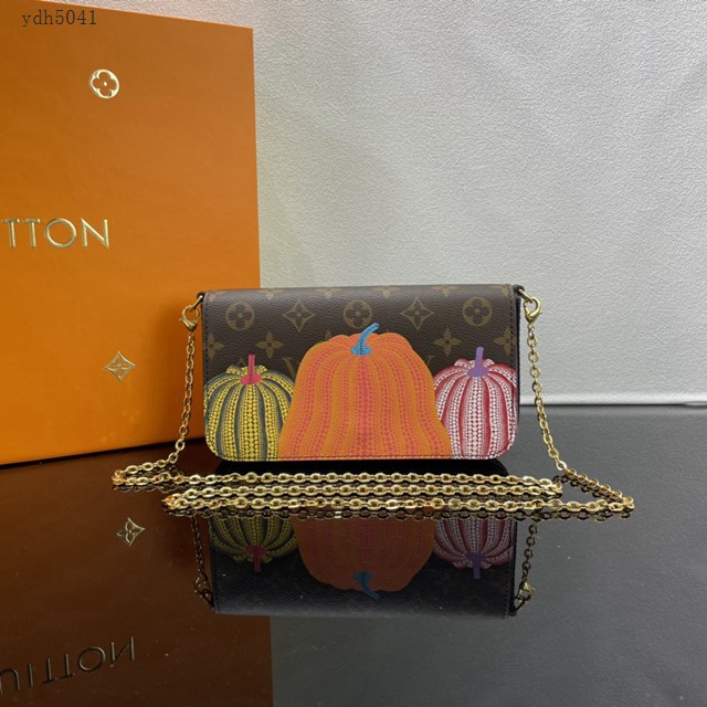 Lv路易威登2023專櫃新款Pochette Félicie鏈條包 LV草間彌生南瓜鏈條小挎包 M82108 ydh5041