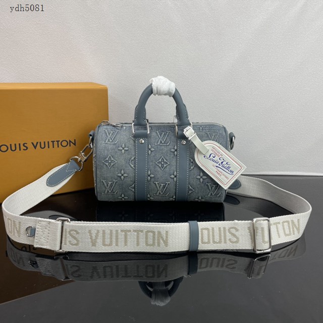 Lv路易威登2023專櫃新款Keepall Bandoulière25手袋 LV褪色丹寧男士單肩斜挎包 M22762 ydh5081