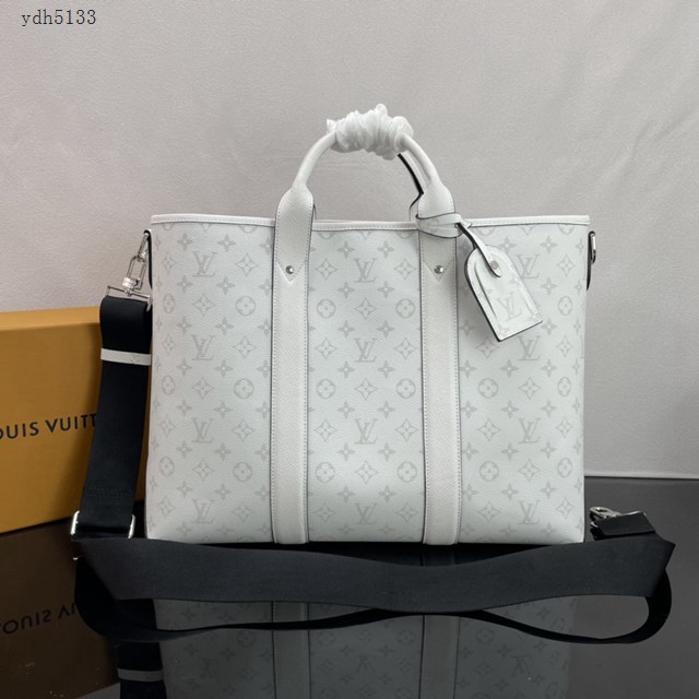 Lv路易威登2023專櫃新款Weekend Tote手袋 LV白花男士手提托特購物袋 M30919 ydh5133