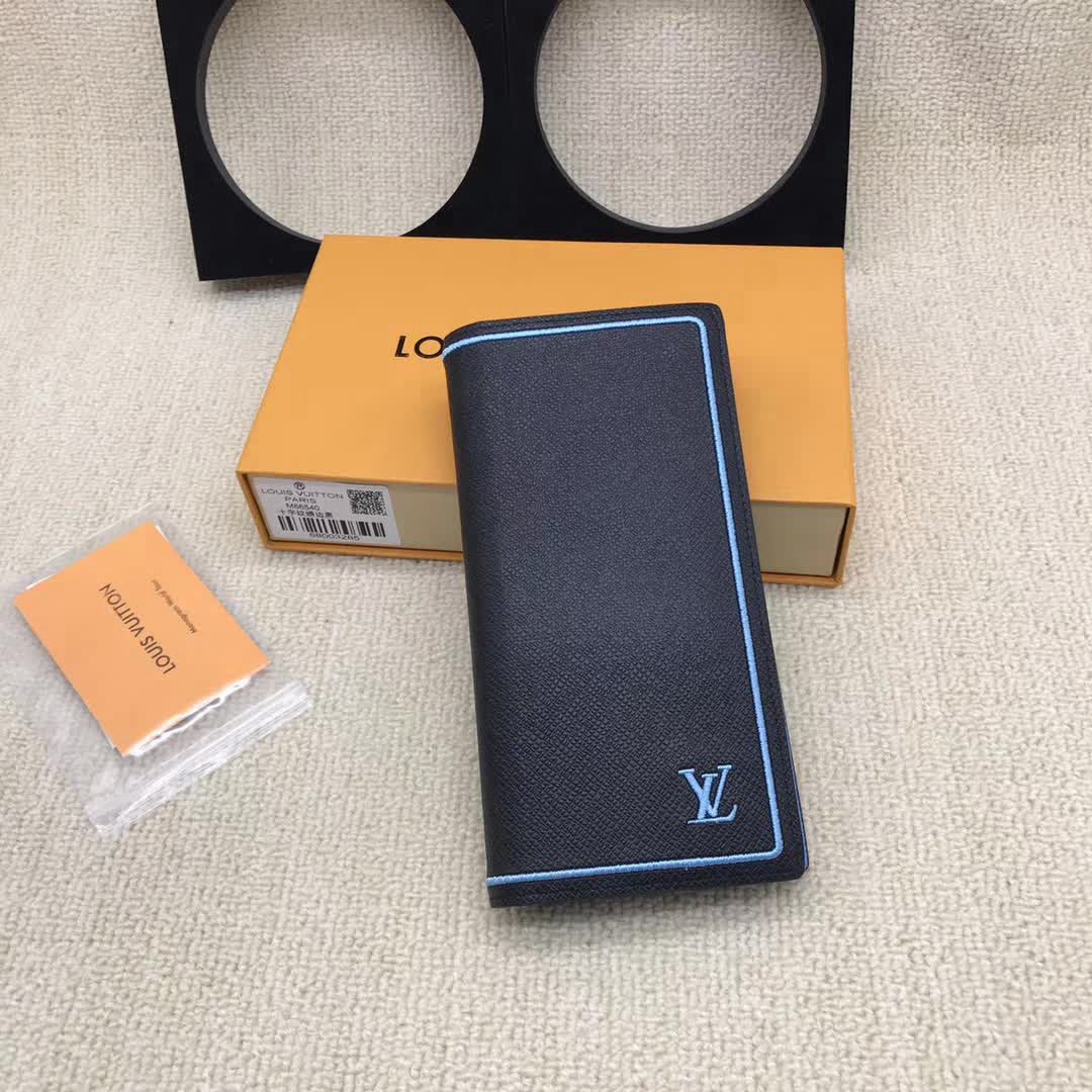 路易威登LV頂級原單2018新品 M66540十字紋繡邊黑LV錢夾 ZY1104