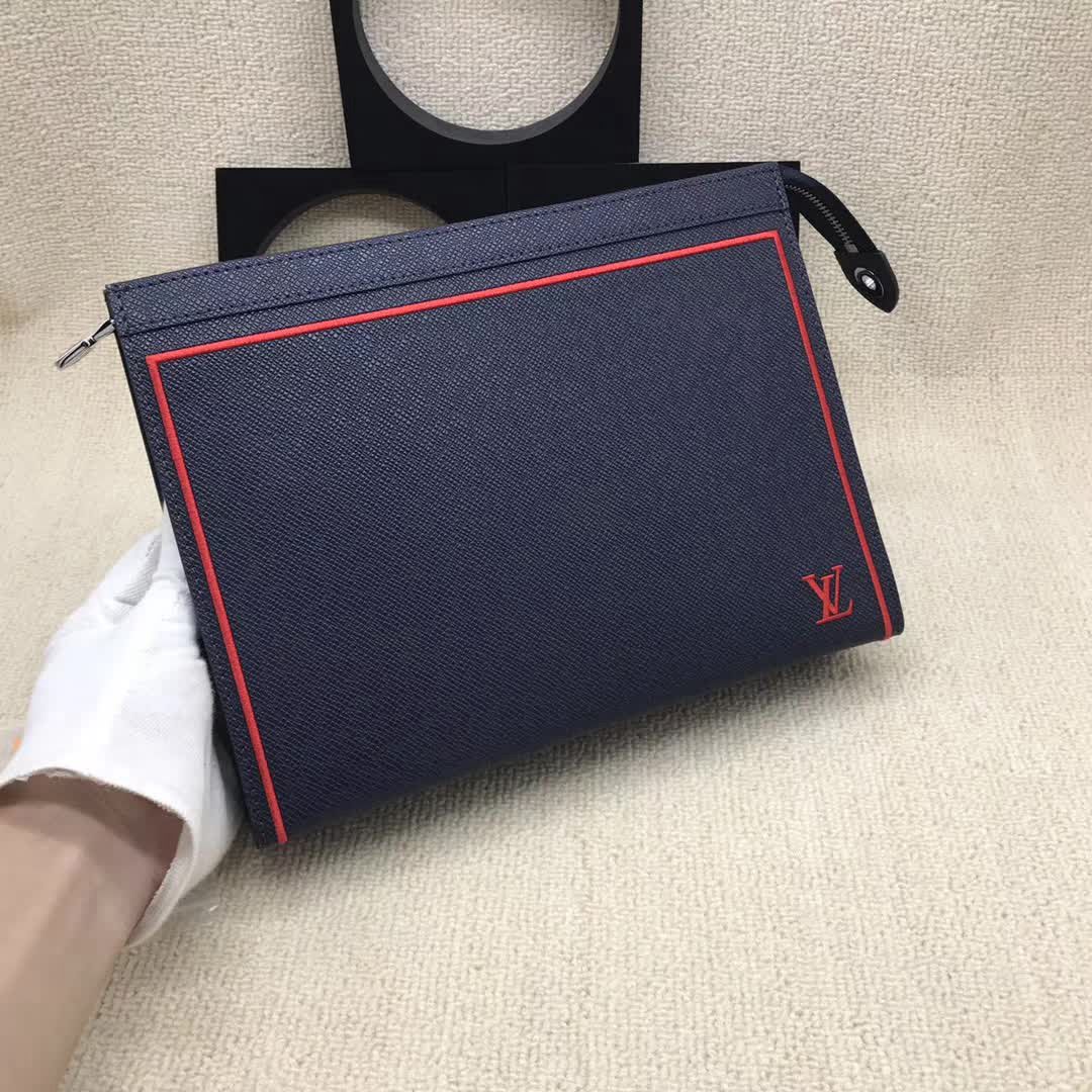 路易威登LV頂級原單 M61692十字紋洗漱包2018-19秋冬男士新款 手拿包 ZY1107