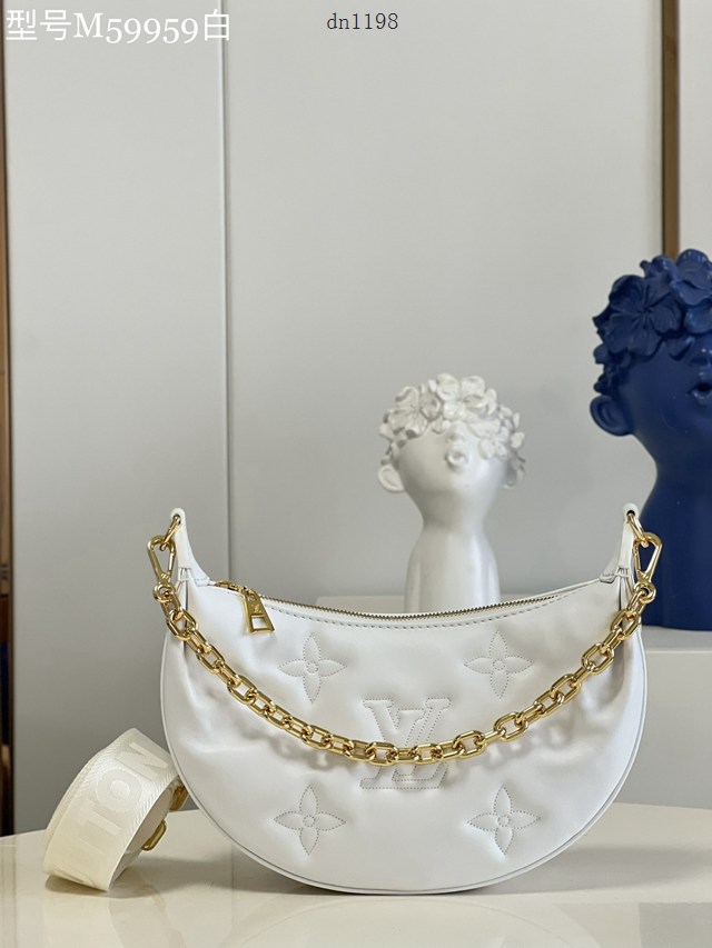 LV專櫃2023新款Over The Moon月亮手袋 M59959白 路易威登Monogram刺繡腋下肩背斜挎女包 dn1198