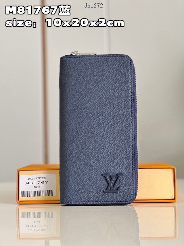 LV專櫃2023新款拉鏈錢包 M81767藍 路易威登黑色牛皮男士拉鏈長夾 dn1272