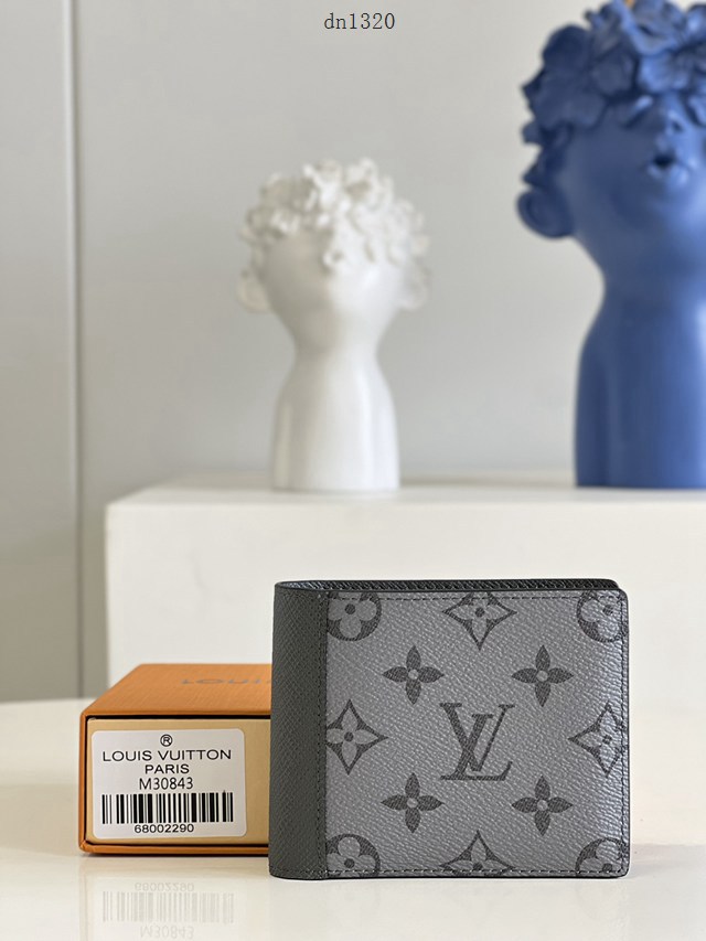 LV專櫃2023新款Multiple錢夾 M30843灰 路易威登Taigrama皮具系列男士短夾錢包 dn1320