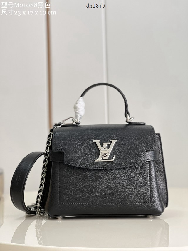 LV專櫃2023新款Lockme Ever迷你手袋 M21088黑色 路易威登全皮手提女包 dn1379