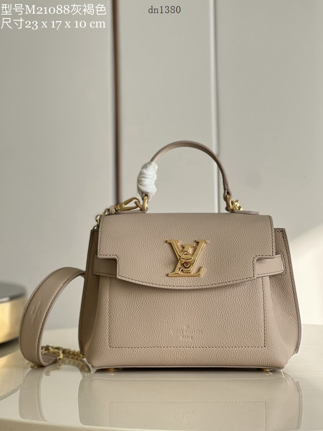 LV專櫃2023新款Lockme Ever迷你手袋 M21088灰褐色 路易威登全皮手提女包 dn1380