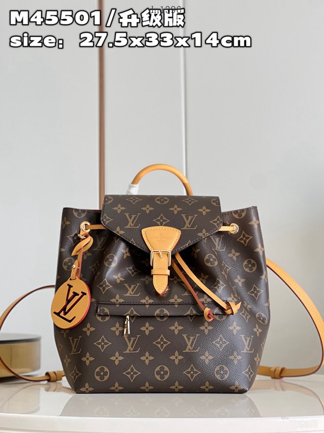 LV專櫃2023新款Montsouris小號雙肩包 M45501 路易威登老花女士後背包 dn1396