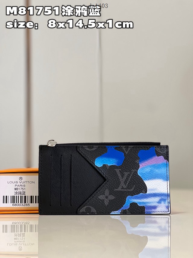 LV專櫃2023新款Room with a View系列Coin卡夾錢包 M81751塗鴉藍 路易威登飄浮雲朵圖案零錢卡包 dn1403