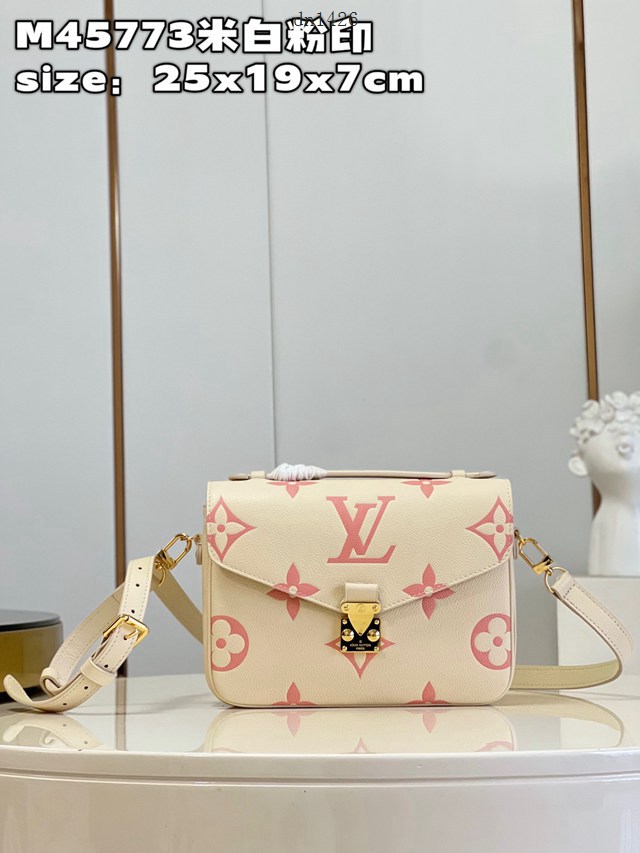 LV專櫃2023新款Pochette Métis手袋 M45773米白粉印 路易威登手提肩背女包 dn1426