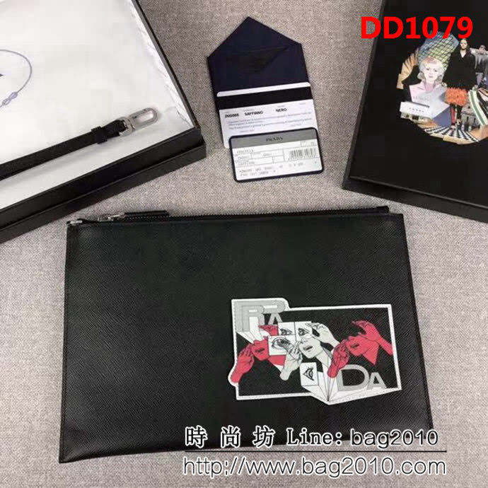 PRADA普拉達 2018最新漫畫印象系列 專櫃最新款 限量版男士手包 2NG005 DD1079