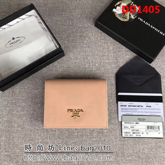 PRADA普拉達 經典爆款 頂級原單十字紋牛皮 女士短皮夾 1MV204 DD1405