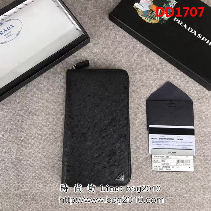 PRADA普拉達 官網同步 專櫃最新爆款 男士大號單拉鏈錢包 2ML188 DD1707